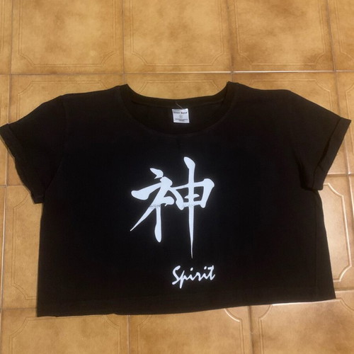 Crop top short-sleeve black women's shirt like new, size S