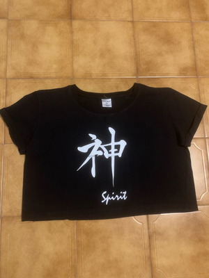 Crop top short-sleeve black women's shirt like new, size S