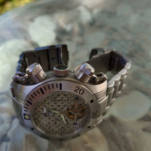 Black Label automatic chronograph watch like new, carbon design
