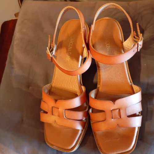 Carolina Santos summer sandals used, genuine leather, size 39, brown