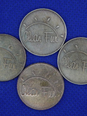 Clean Fun car wash tokens set of 4, Germany 1980-90