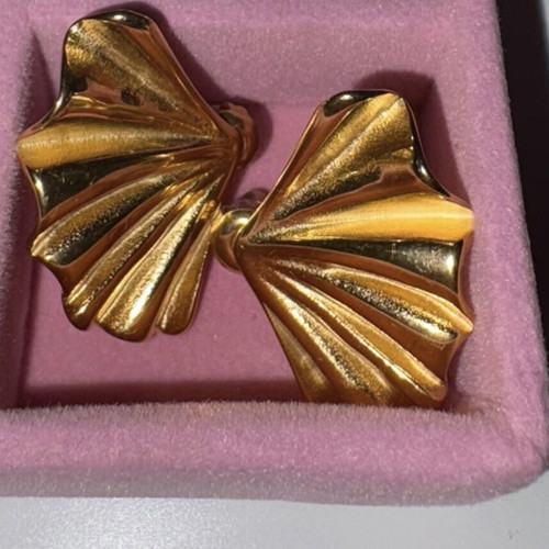 Steel gold large earrings new