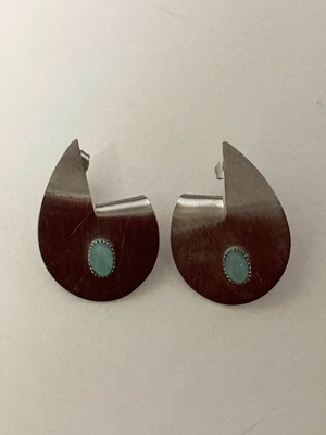 Handmade statement earrings with turquoise stone, aluminum