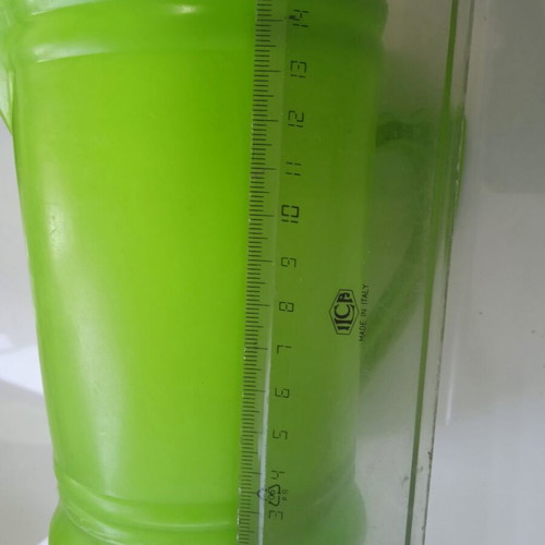 Small Monoplast Pitcher used, vintage, made in Greece, 15.2cm