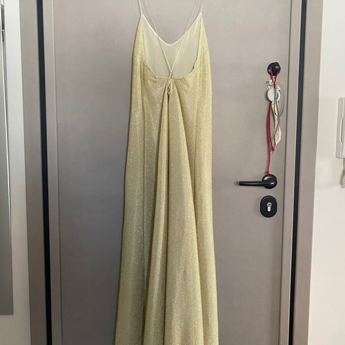 Oysho metallic long dress with crisscross back and neckline, like new