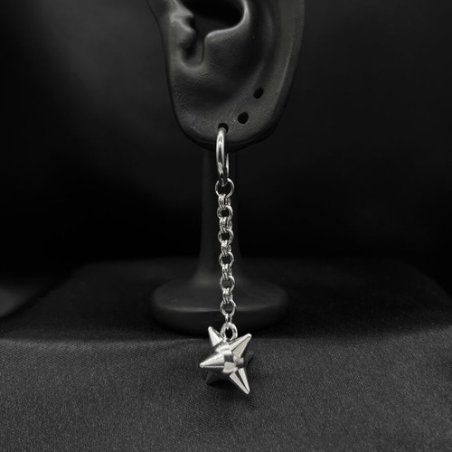 Meteor Hammer earrings new, silver stainless steel