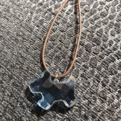 Swarovski crystal dog pendant like new, blue fox terrier design