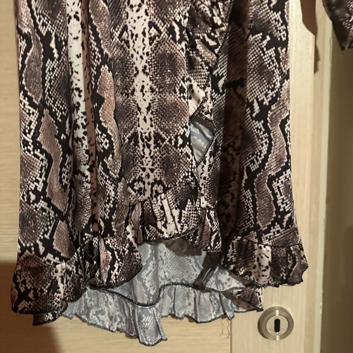 Animal print satin dress like new, airy with asymmetric hem