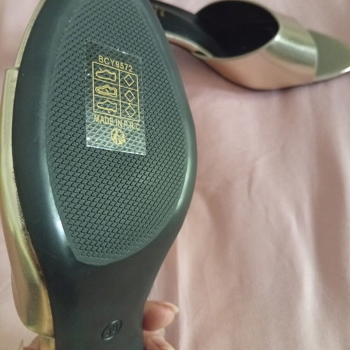 Mules gold color, new, size 38, 8cm heel