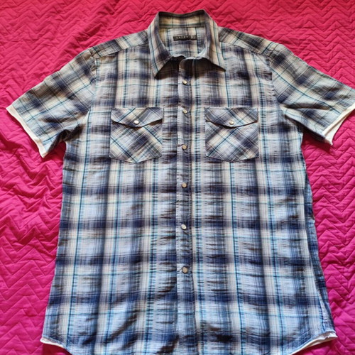 Cotton shirt like new, gray and turquoise, size XL