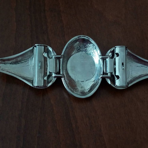 Gutos solid silver belt buckle used with crystals vintage