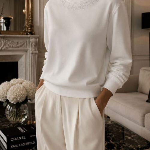 Karl Lagerfeld white sweatshirt with strass logo like new – Small/M