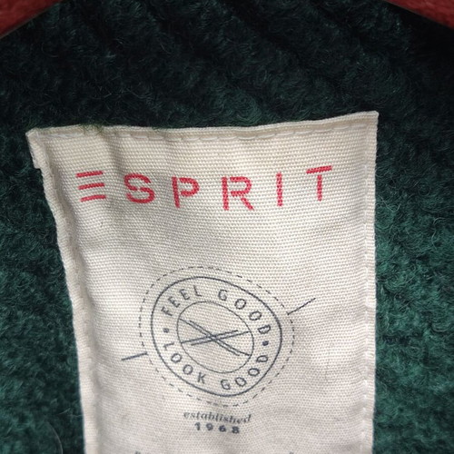 Esprit wool green coat with hood used, size M