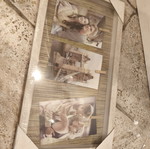 Wooden photo frame with clips and string, 24x44cm