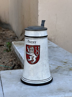 Vintage Czech Beer Stein with Pewter Lid used, collectible