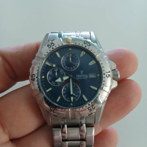 Festina men's wristwatch used, silver and blue
