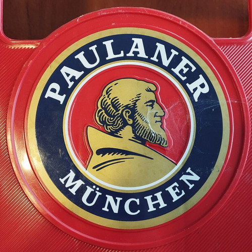 Paulaner beer bottle carrier half-size used