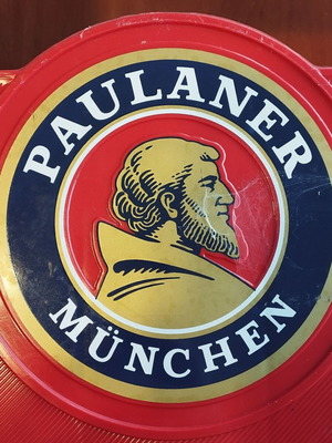 Paulaner beer bottle carrier half-size used