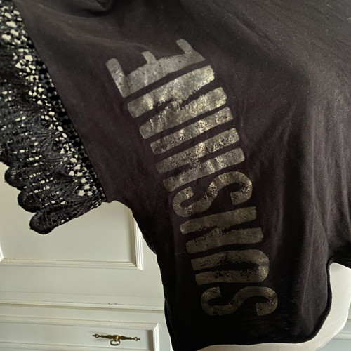 BSB women's black short-sleeve T-shirt with lace sleeves size L like new