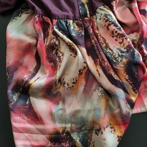 Boho tunic with bell sleeves and tie dye pattern, new, cotton and silk, one size