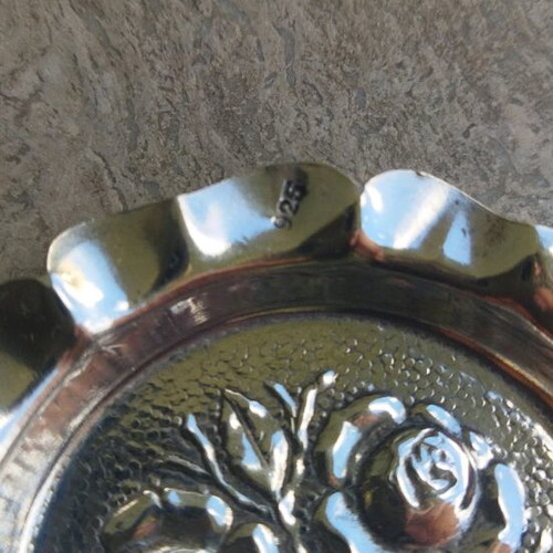Silver ashtray with roses new