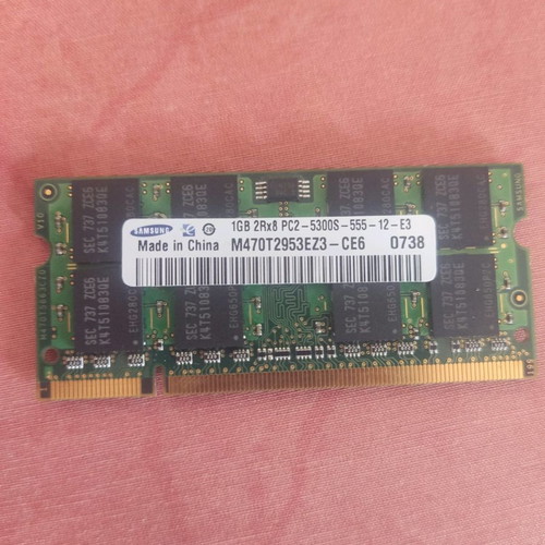 Samsung DDR2 5300S 1 GB SODIMM μεταχειρισμένη μνήμη για laptop, 2 τεμάχια