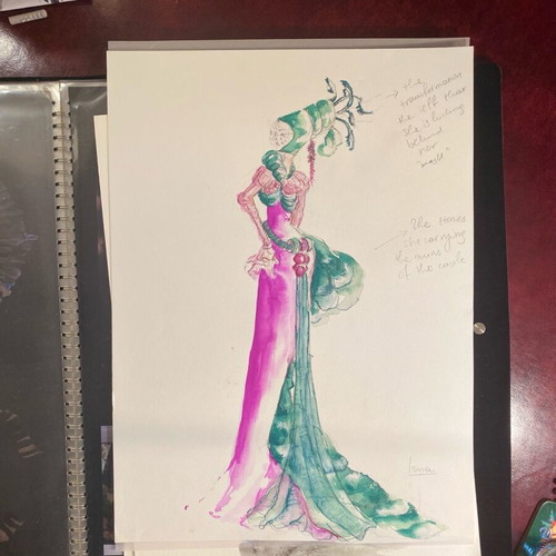 Theatrical costume design used, watercolor on A3 paper