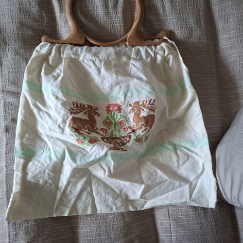 Handmade fabric shoulder bag like new, white