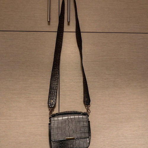 Double sided bag used, grey and silver croco-snake style