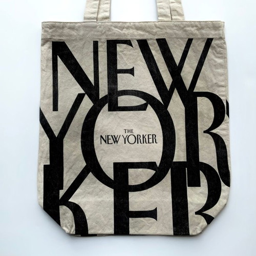 The New Yorker Magazine Canvas Tote Bag used, natural with black logo