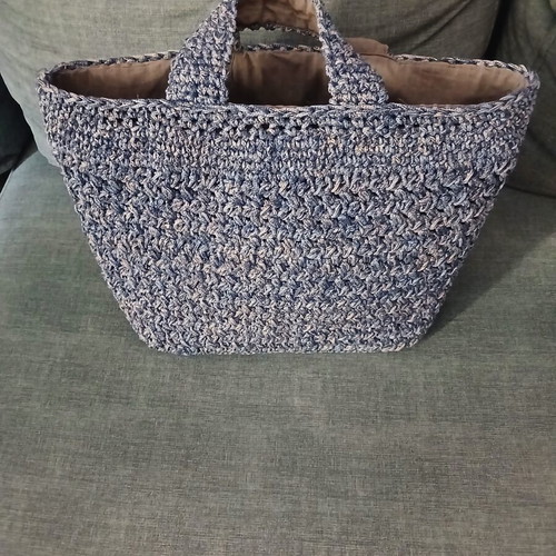 Handmade handbag with inner lining and pocket, blue, new