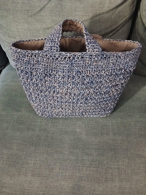 Handmade handbag with inner lining and pocket, blue, new