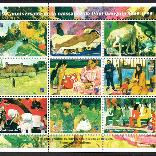 Niger Gauguin 1998 Art Paintings Souvenir Sheets new, large complete series