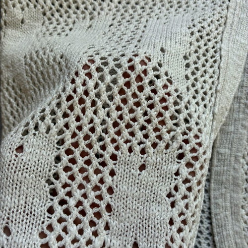 Vintage Off White Crochet Open Knit Vest Button Cardigan