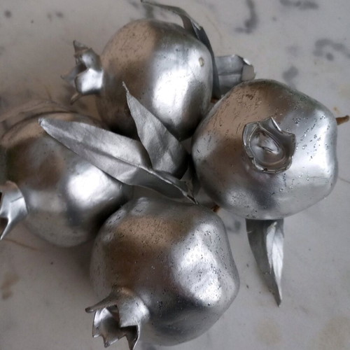 Christmas pomegranates new, pack of 4, silver color