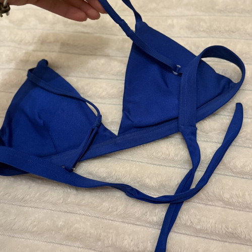 Swimwear top satin texture blue size M/L like new by Olympic Stores