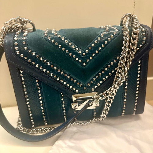 Michael Kors blue crossbody bag like new with studs