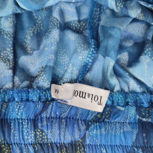 Toi&Moi wide-leg pants, size M, blue and white