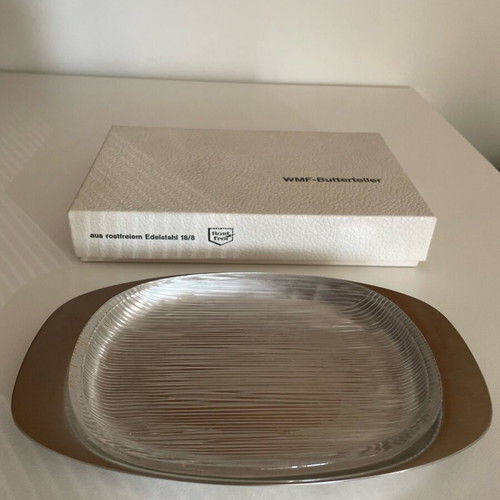 WMF Butterdish like new, glass and inox, made in Germany