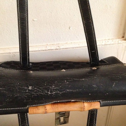Women's shoulder bag used, black with wear