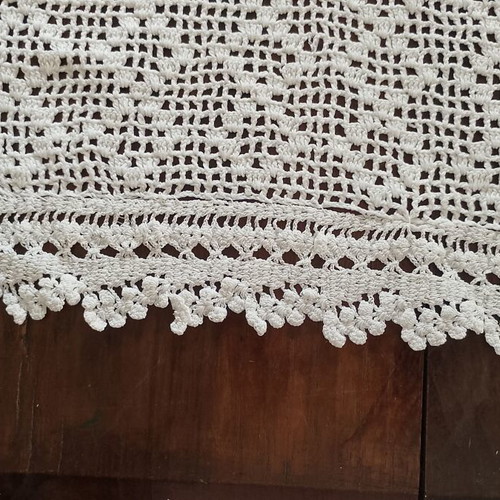 Vintage handmade lace curtains used, cottage style, 70×32 cm each