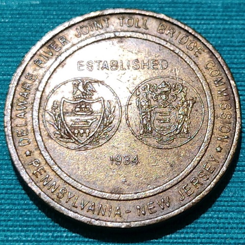 Vintage Toll Bridge Token 1934 used, New Jersey Pennsylvania Delaware River