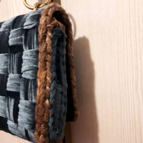 Handbag new handmade with embroidered velour canvas