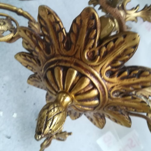 Antique lamp used, brass, ornate, 4 lights, 80 years old