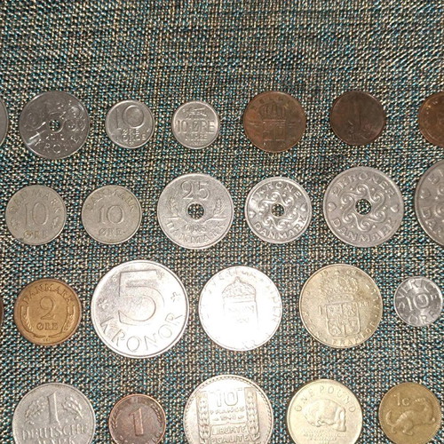 Collection of 45 used European coins, all different