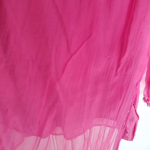 Zara tunic medium used, airy with cotton lining, embroidered fuchsia