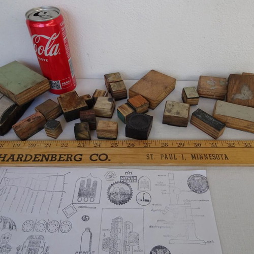 Printing plates used, set of 27, old French typography