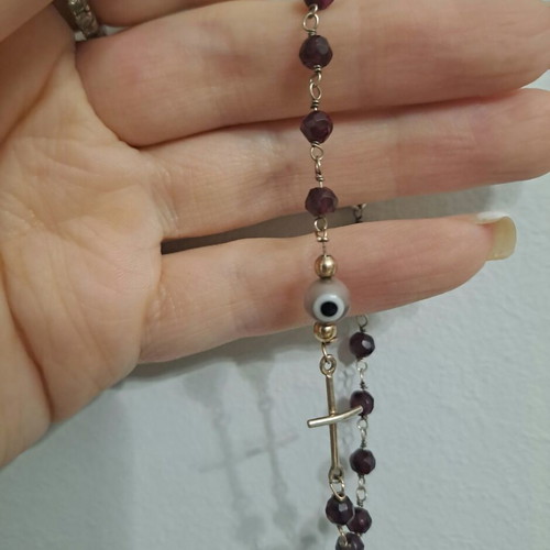 Gregio 925 Silver Bracelet with Amethyst and Evil Eye like new