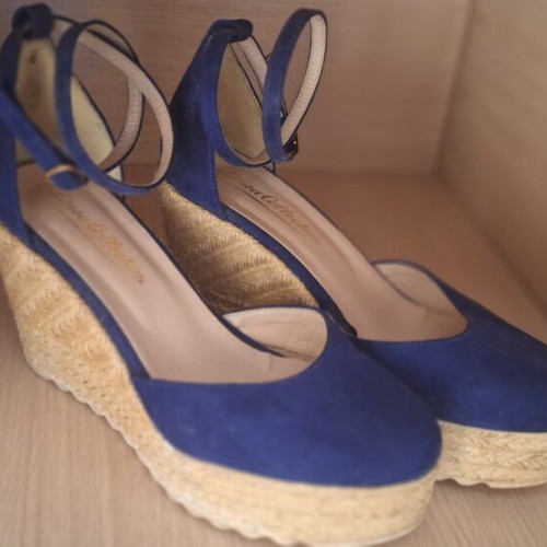 Blue platform espadrilles size 38 used, heel height 9.5cm
