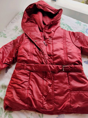 Lapin House red iridescent jacket for 2-year-old girl like new